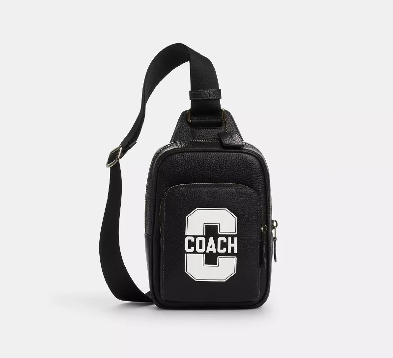 Coach Racer Sling Pack With Varsity Motif Bag Black Chalk 