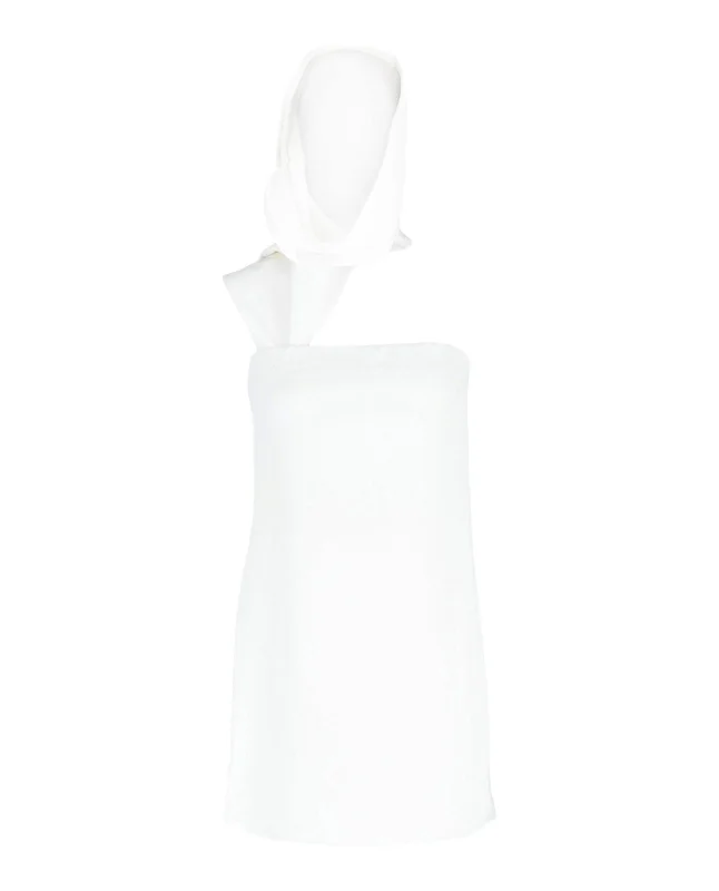 Ferragamo Womens White Hooded Mini Dress