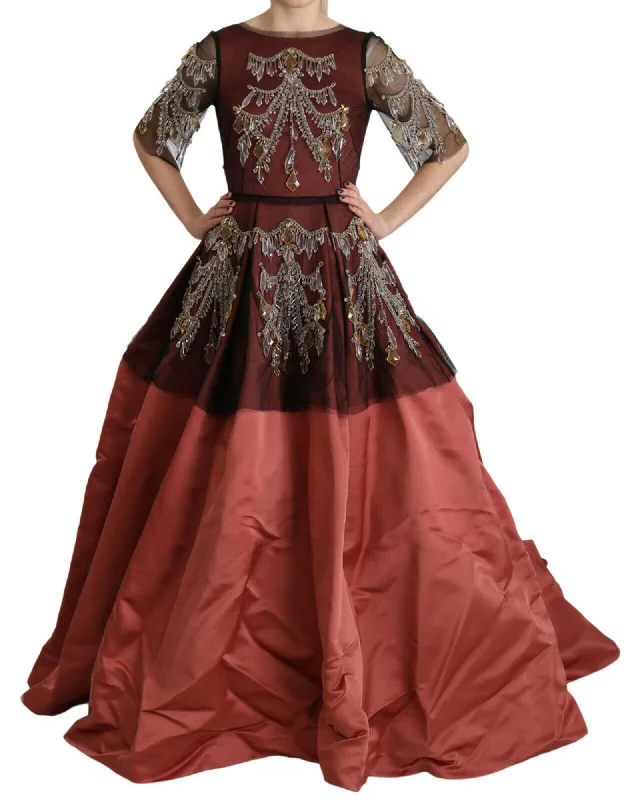Dolce & Gabbana  Chandelier Embroidered Evening Dress - Red