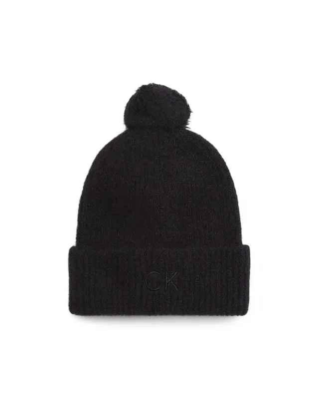 Calvin Klein Alpaca Wool Blend Caps with Elastane Women Black Hats