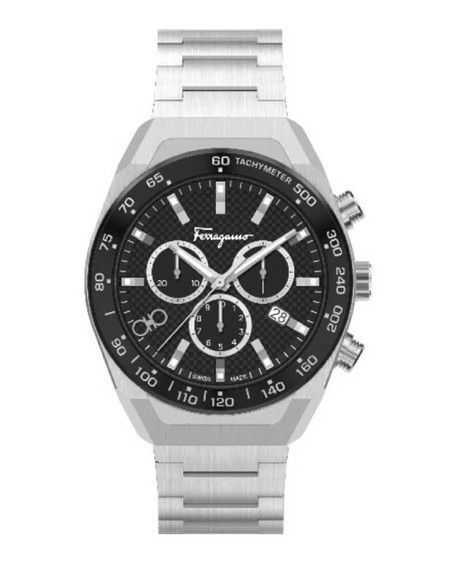 Ferragamo Mens  Stainless Steel 43mm Bracelet Fashion Watch