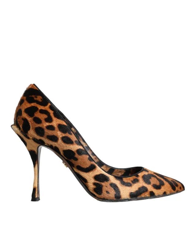 Dolce & Gabbana Leopard Print Calf Hair Heels with Leather Sole
