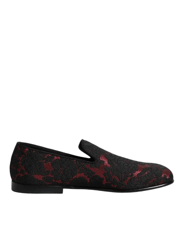 Dolce & Gabbana Lace Loafer Men Black And Red