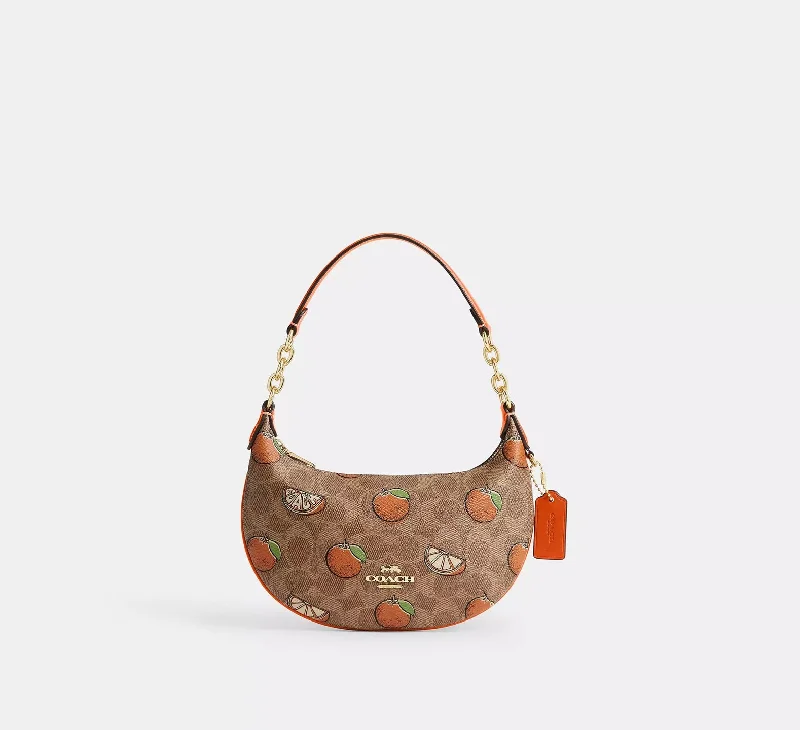 Coach Mini Payton Bag In Signature Canvas With Orange Print Tan Multi 