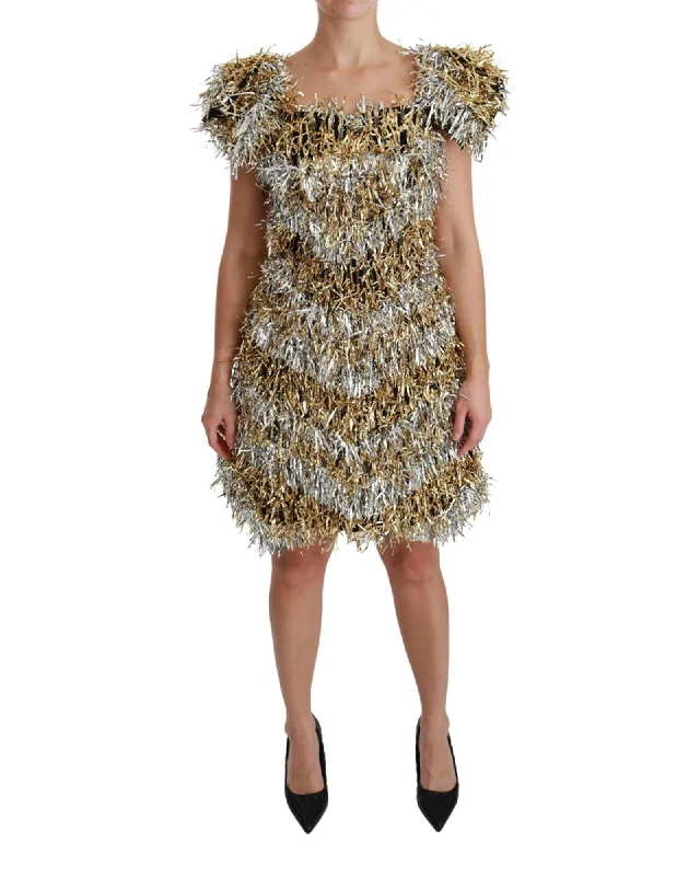 Dolce & Gabbana Layered Shift Mini Dress with Zipper Closure