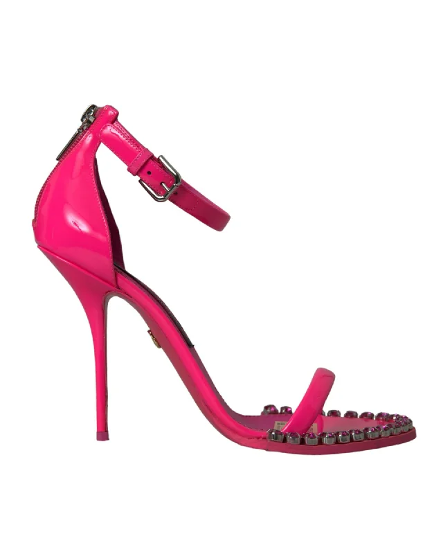 Dolce & Gabbana  So Real 100mm Patent Leather Slingback Sandals - Pink