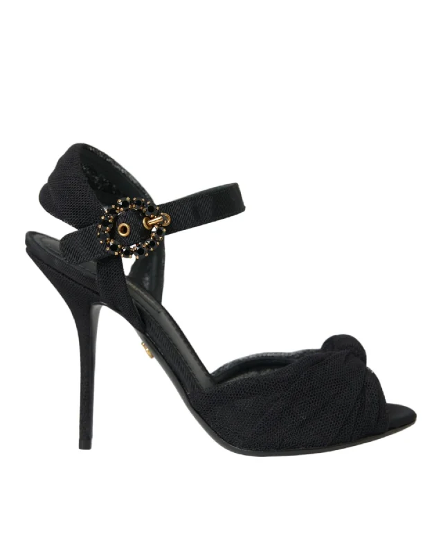 Dolce & Gabbana  Women's Black Mesh Buckle Sandals