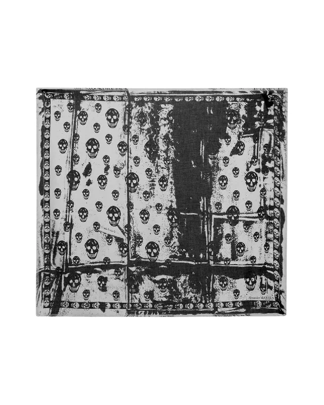 Alexander Mcqueen Skull Print Modal Shawl Women Beige Scarves & Shawls