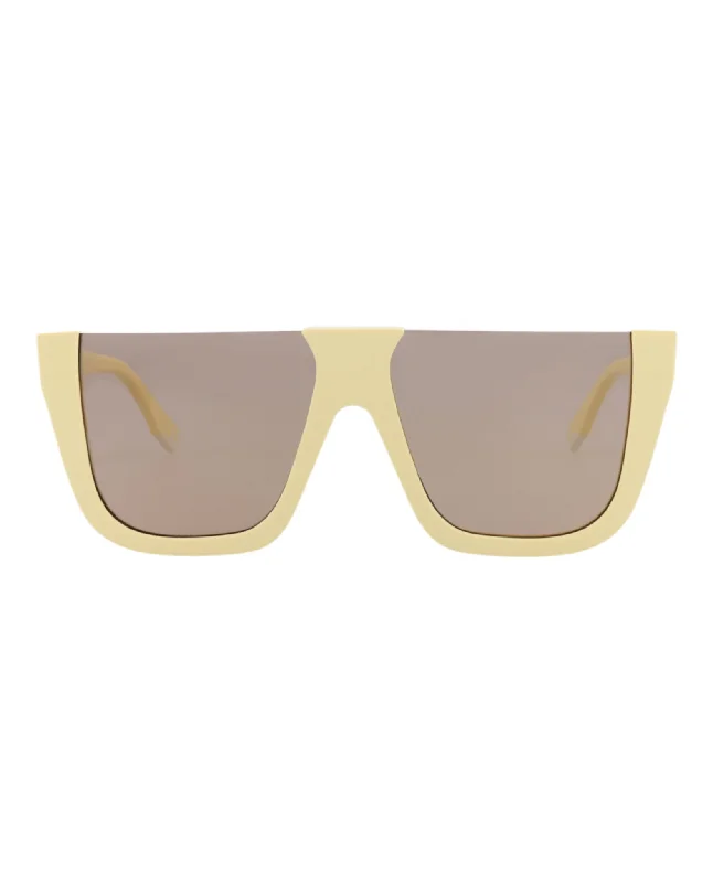 Fendi Womens Shield/Wrap Yellow Yellow Brown Fashion Designer Eyewear