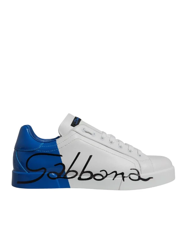 Dolce & Gabbana Portofino Sneakers Signature Design Men Blue And White