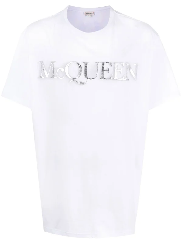 Alexander McQueen Spray Crush Logo Print T-Shirt in White
