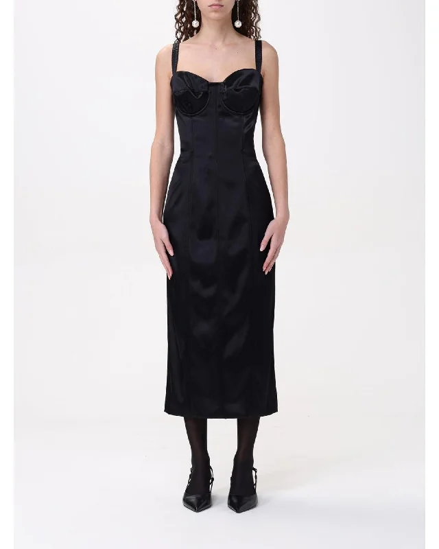 Dolce & Gabbana Dolce Gabbana Satin Midi Dress Women Black Dresses