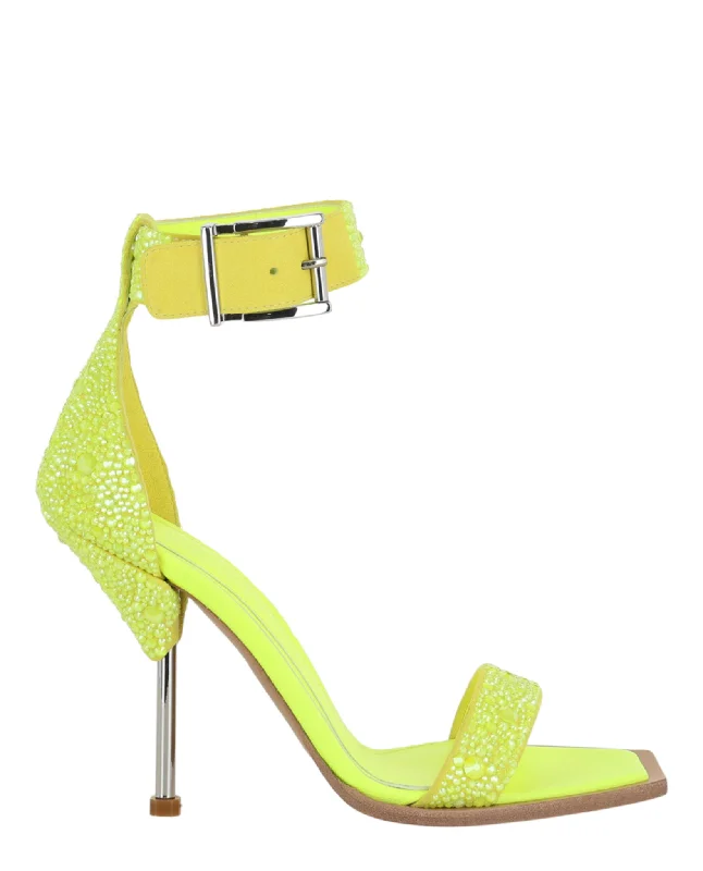 Alexander McQueen Womens Crystal Embellished Heel Sandals