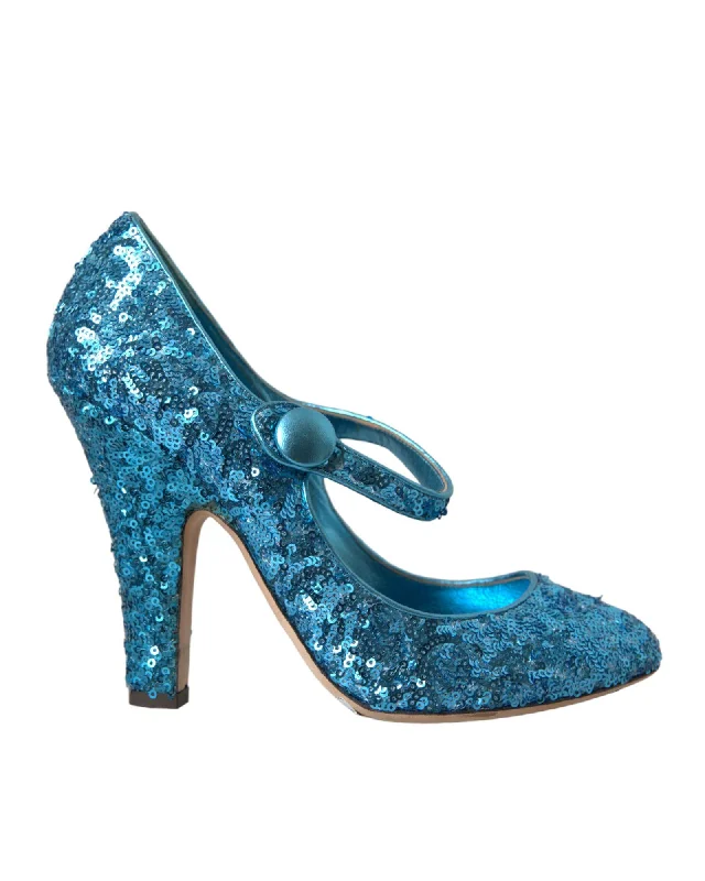 Dolce & Gabbana  Blue Sequin Mary Jane Pumps