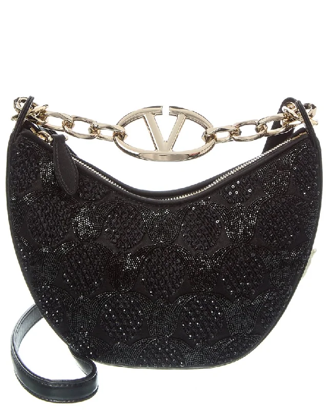 Valentino Vlogo Mini Satin Hobo Bag