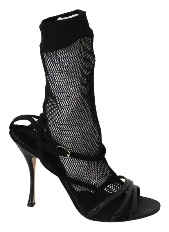 Dolce & Gabbana  Black Fishnet Sandals