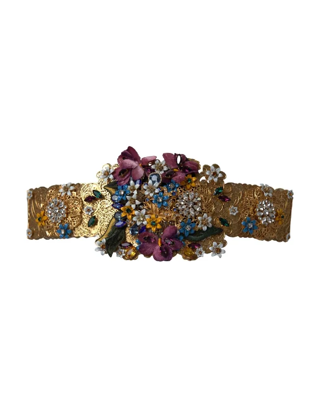 Dolce & Gabbana  Floral Embellished Belt Gold
