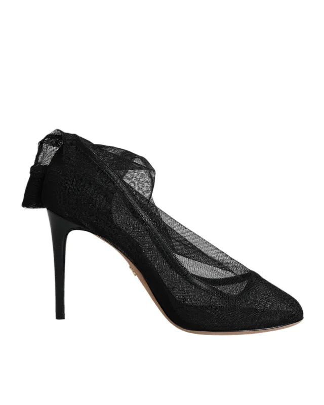 Dolce & Gabbana Nylon Stretch Mesh Sock Boots with Leather Sole