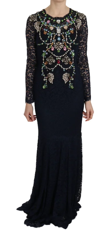 Dolce & Gabbana  Women's Long Sleeve Embellished Lace Dress