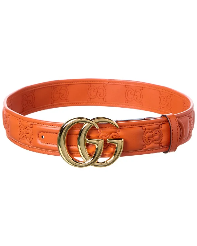 Gucci Gg Marmont Matelasse Wide Leather Belt