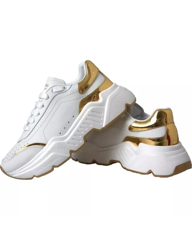 Dolce & Gabbana Portofino Sneakers Gold Detail CS1787AW606 Men White