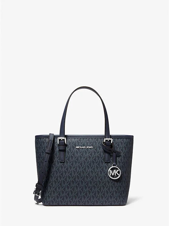 Michael Kors Jet Set Travel Extra-Small Logo Top-Zip Tote Bag Navy 