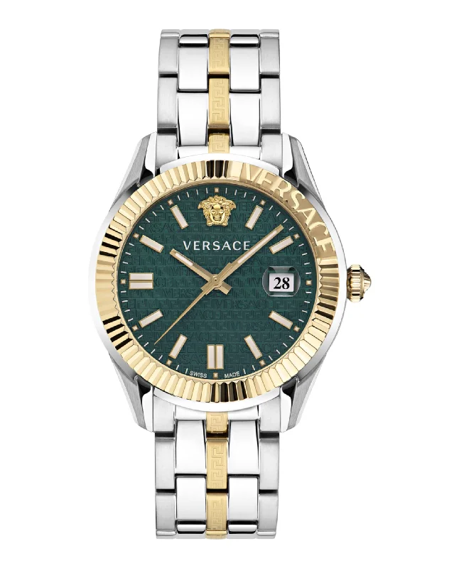 Versace Mens Greca Time Two Tone 41mm Bracelet Fashion Watch