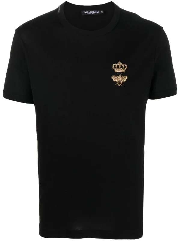 Dolce & Gabbana Embroidered Pique T-Shirt in Black