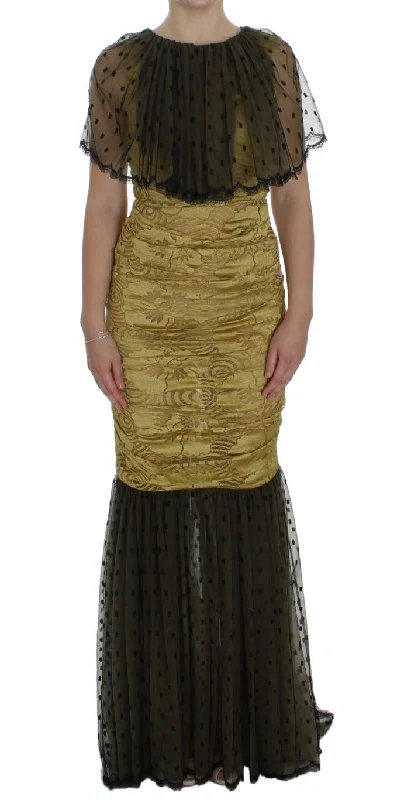 Dolce & Gabbana  Women's Polka Dot Lace Dress     Green Polka Dot Lace Evening Dress     Fitted Lace Cocktail Dress with Polka Dot Detail    Luxury Green Polka Dot Lace Dress by      Silk and Lace