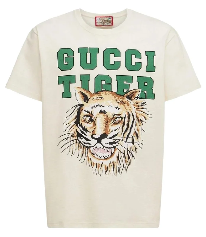 Gucci Tiger Printed Logo White T-Shirt