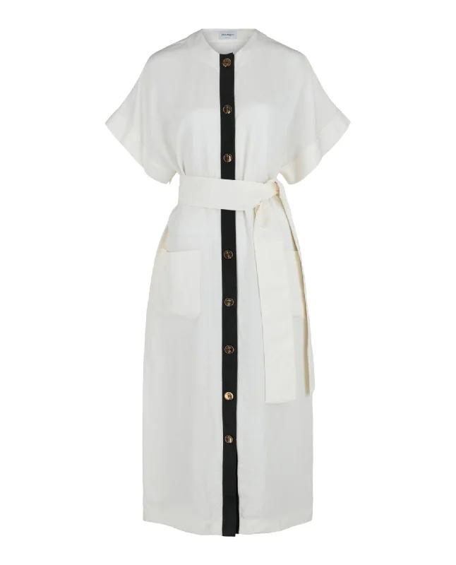 Ferragamo Womens Short-Sleeve Belted Maxi Dress