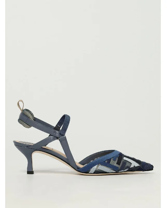 Fendi Pointed Toe Ankle Strap Pump Women Blue