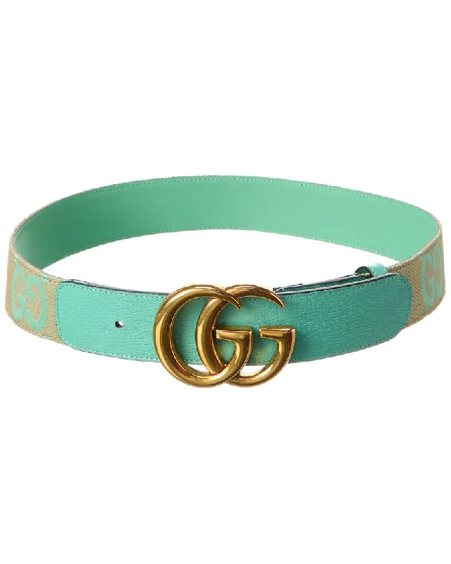 Gucci Gg Marmont Jumbo Gg Canvas & Leather Belt