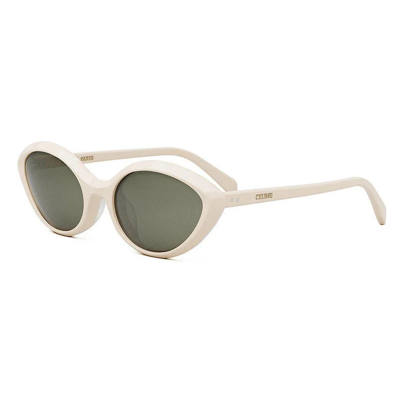 Celine Cat Eye Full Rim, with a Shiny Ivory frame and Khaki lens.