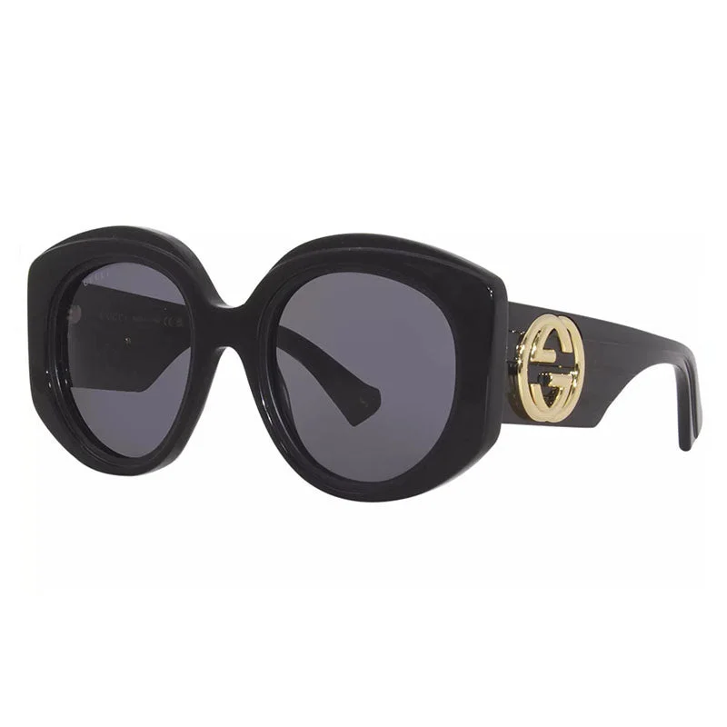 Gucci Round Full Rim, with a Black frame and Grey lens.