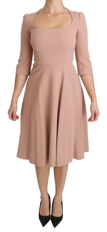 Dolce & Gabbana  Beige Crepe Midi Dress