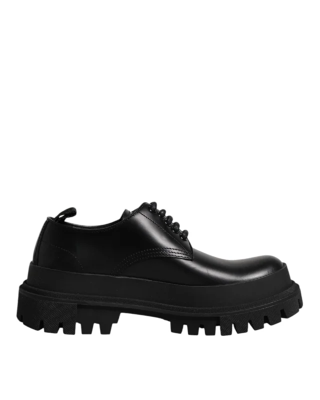Dolce & Gabbana Lug Sole Leather Oxfords Men Black Formal Shoes