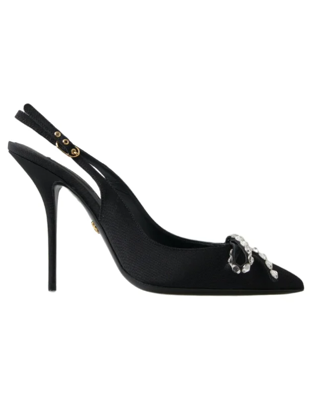 Dolce & Gabbana  Crystal Slingback Pumps - Black