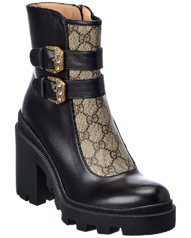 Gucci Gg Supreme Canvas & Leather Bootie