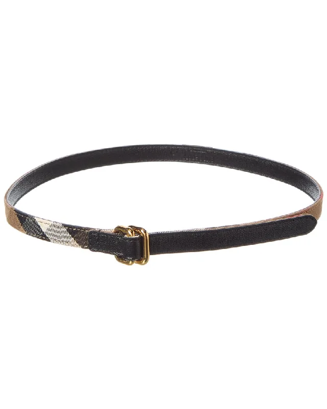 Burberry Check Canvas & Leather Belt
