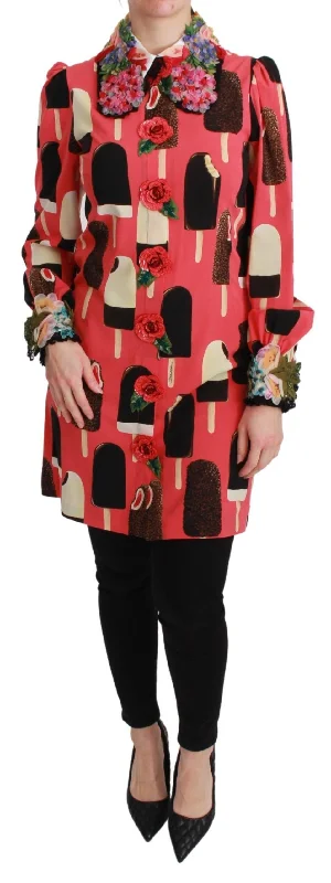 Dolce & Gabbana  Women's Ice Cream Print Silk Shirt
