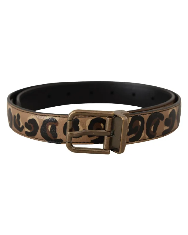 Dolce & Gabbana  Leopard Print Leather Belt for Women