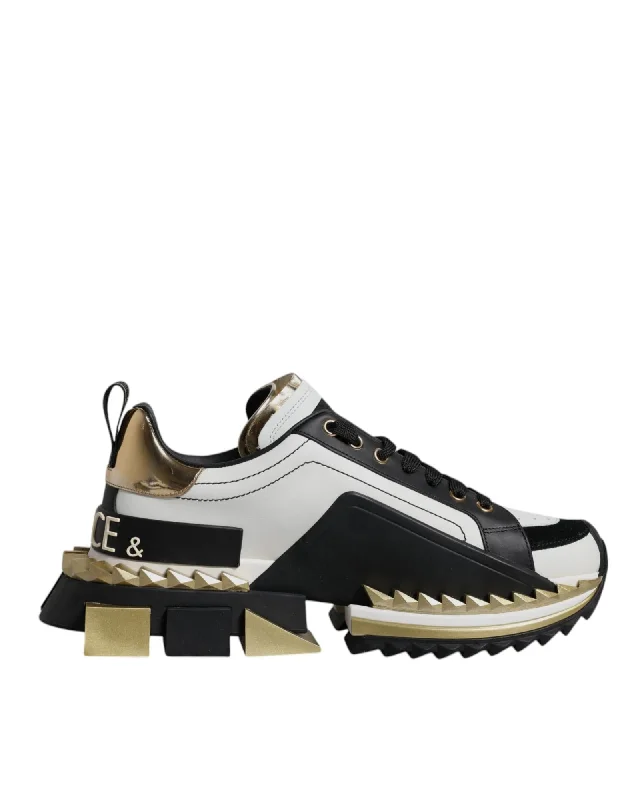 Dolce & Gabbana Leather High-Top Sneakers with Rubber Sole and Logo Details Men Multicolor Dolce & Gabbana Leather High-Top Sneakers with Rubber Sole and Logo Details Men Multicolor