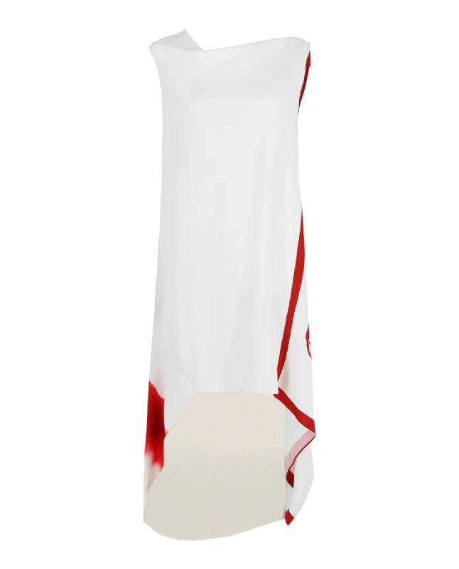 Ferragamo Womens Printed Draped High-Low Dress