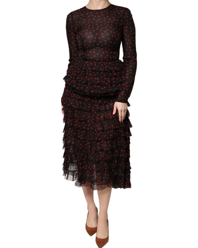 Dolce & Gabbana Tiered Ruffle Polka Dot Dress