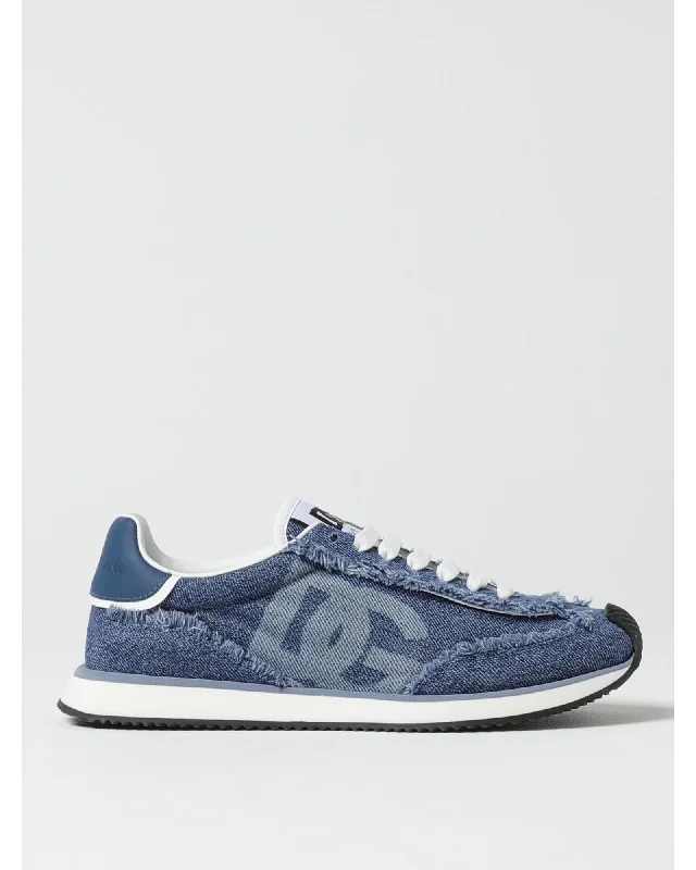 Dolce & Gabbana Portofino Denim Casual Sneakers Men Blue