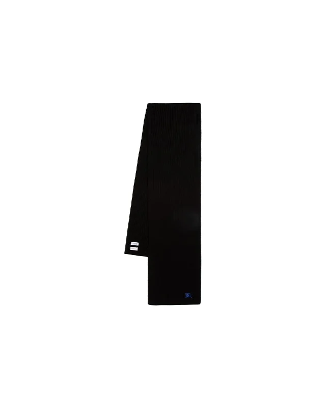 Burberry Ribbed Merino Wool Scarf Women Black Scarves & Shawls