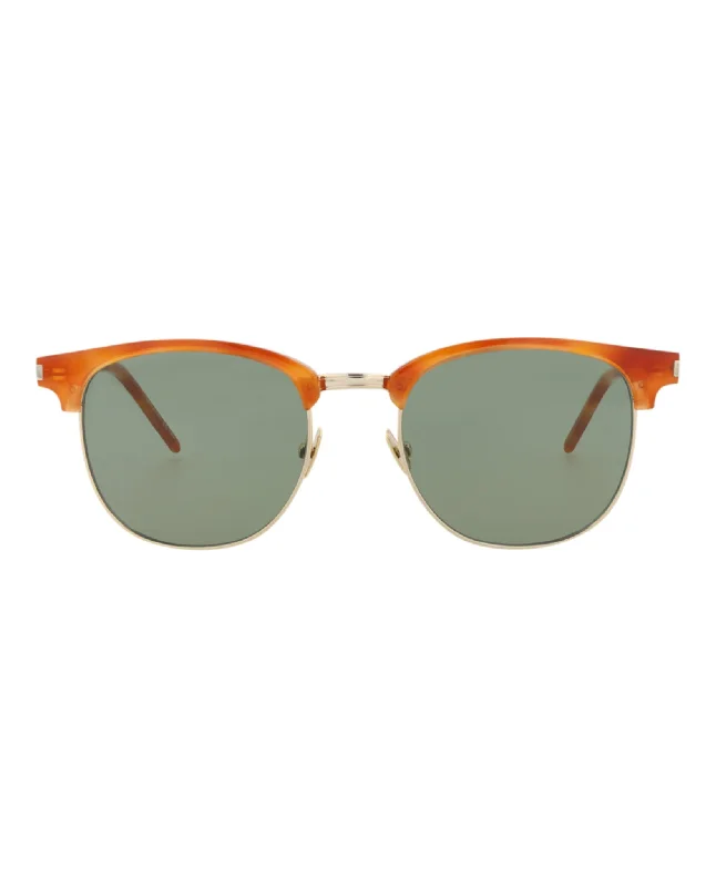 Saint Laurent Unisex Round/Oval Havana Gold Green Fashion Designer Eyewear