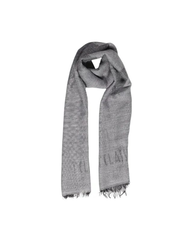 Alviero Martini Prima Classe Grey Textured Wool Blend Scarf