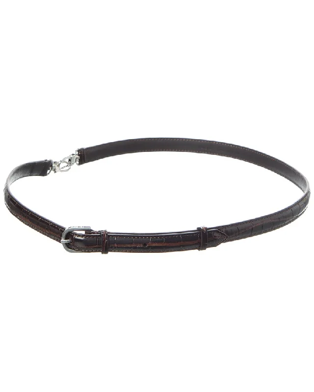 Toteme Double Clasp Croc-Embossed Leather Belt